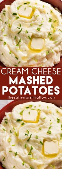 Cream Cheese Mashed Potatoes: The best easy recipe for homemade garlic and cream cheese mashed potatoes! Use russet potatoes, butter, and cream cheese for the ultimate creamy mashed potatoes!