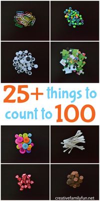 Here are over 25 everyday things to count to 100. They're all small, easy-to-find, and perfect to bring for the 100th day of school. #100thdayofschool #counting #kindergarten