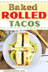 Taco Tuesday doesn’t get any easier than these tasty oven-baked rolled tacos. These Baked Rolled Tacos are easy to make and so delicious! Plus, they're family-friendly and great for weeknight dinners. Just assemble, bake, and you’re ready for the best homemade dinner you’ve had this week.