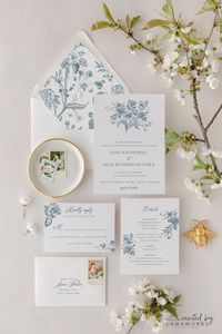 If your wedding is formal, traditional and elegant, this vintage floral wedding invitation will be a perfect way to invite your family and friends. This design features uses one of my favorite calligraphy fonts that pairs beautifully with delicate botanicals. Add in a beautiful envelope liner to complete the look. Change the colors and add in just what you need to make these uniquely you. I'll take care of the printing and worry about those details so you get the best paper, nothing flimsy! This