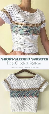 Short-Sleeved Sweater Free Crochet Pattern