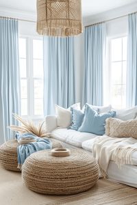 Indulge in boho blue bliss in a coastal chic retreat where light blue hues and eclectic textures create a serene escape perfect for unwinding and renewal. Click the link to discover how to transform your bedroom into a tranquil coastal haven!