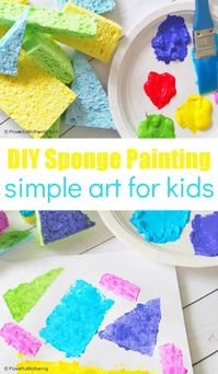 A simple yet engaging process art activity that can be done with toddlers all the way up. Kids will love creating with sponges! #processart #spongepainting #painting #kidsart #sponge