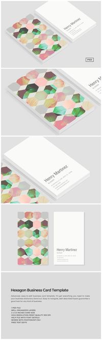 Hexagon Business Card Template by Design Co. on @creativemarket