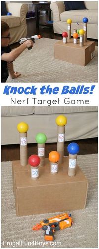 Knock the Balls Down Nerf Target Game - Super boredom buster, and a fun party idea too.