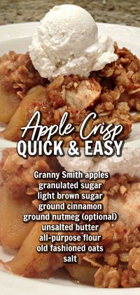 QUICK & EASY APPLE CRISP - The BEST apple crisp! This family-favorite go-to recipe is made with granny smith apples with an awesome oatmeal streusel topping. Simple to make, so darn good.