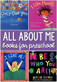 All About Me Books for Preschool. A book list for an all about me theme in your preschool or kindergarten classroom #preschool #books #aboutme