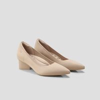 Tracy Pro Pointed-Toe Chunky Heels in Almond | VIVAIA