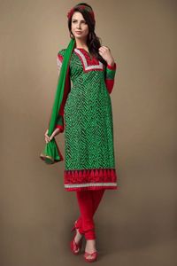 #AndaazFashion - #Green Cotton Churidar Suit - DMA12562