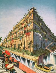 The Hanging Gardens of Babylon (Original Macmillan Poster) (Print) art by Stuart Boyle at The Illustration Art Gallery