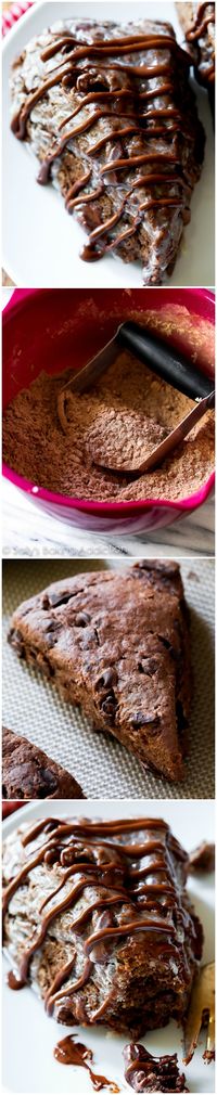 Triple Chocolate Scones-- these crumbly, yet moist triple chocolate scones taste like warm brownies from the oven!!