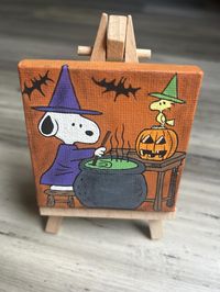 Hand-painted mini canvas, easel included