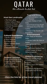 The Ultimate Qatar List, read here about 40+ things to do in Qatar.  Click the link for a free travel planner