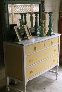 painted dresser - yellow and white The Modern Cottage Company