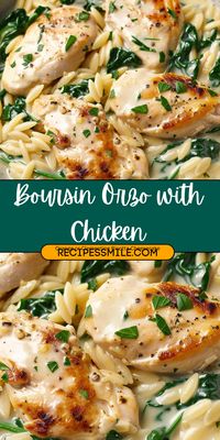 A creamy one-pan dinner featuring tender chicken, flavorful Boursin cheese, and perfectly cooked orzo. This quick recipe is ideal for busy weeknights or when you need an easy yet indulgent meal.