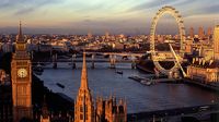 London skyline including the Houses of Parliament and London Eye