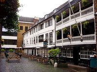 Opened 1676, The George, or George Inn, is a public house established in the medieval period on Borough High Street in Southwark, London. Currently owned and leased by the National Trust, it is located on the south side of the River Thames near London Bridge.