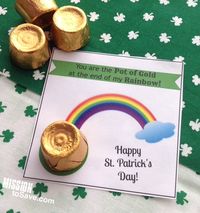 What adorable little printable cards for St. Patrick's Day. You are the pot of gold at the end of my rainbow. So easy. If you want to personalize your own card, try Avery Postcards and free printable designs at www.avery.com/print