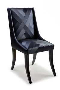 Chevron dining chair - Black vinyl dining chair upholstered with chevron detail https://emfurn.com/