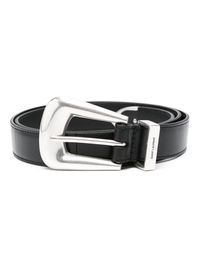 black/silver-tone calf leather smooth grain logo-engraved buckle fastening punched holes pointed tip adjustable fit We've partnered with Good On You — an independent agency that rates how brands perform in relation to their impact on the planet, people and animals, with a multi-criteria rating simplified to a five points scale. In order to be awarded our conscious label, larger brands need to score a minimum of four out of five ('Good'), while smaller brands must score at least three out of five ('It's A Start'). This item comes from a brand rated three out of five ('It's A Start') by Good on You at the time it was added on FARFETCH. Please note, this is a brand-level rating and does not guarantee that this product is made with conscious materials. Learn more about what makes a product Con