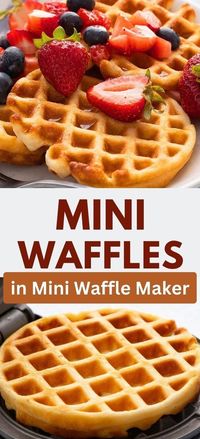 Learn how to make the best mini waffles in a mini waffle maker without buttermilk and can be made ahead and frozen to be reheated later for kids. Serve this Dash waffle maker recipe for kids or set up a waffle bar and serve with your favorite toppings for brunch.