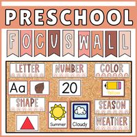 Focus wall perfect for preschool and PreK classrooms! Create a beautiful bulletin board with this neutral boho rainbow theme focus wall set that focuses on…