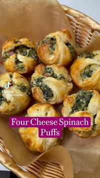 Ingredients:  • 8 oz cream cheese, room temperature  • ½ tsp garlic powder  • ¼ tsp oregano  • ¼ tsp black pepper  • 2 eggs  • 10 oz frozen spinach, thawed and thoroughly pressed dry  • ½ cup feta  • ½ cup grated parmesan  • ½ cup shredded mozzarella  • 4 oz pancetta  • 1 puff pastry  • Non-stick cooking spray  Instructions:  • 1.Preheat oven to 400 degrees  • 2.Over medium heat, cook the pancetta for 5 minutes until cooked through. Pour the cooked pancetta in a strainer to drain any excess fat.  • 3.In a bowl, add the cream cheese, garlic powder, oregano, black pepper and 1 egg. Mix thoroughly with a whisk.  • 4.In a separate bowl, add the spinach and the rest of the cheeses. Mix thoroughly with a spoon.  • 5.Add the spinach mixture to the cream cheese and mix together with a spoon.  •