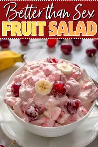 This better than sex fruit salad really is as good as it sounds! Made with pineapple, fruit cocktail, and cherry pie filling, it's downright sinful!