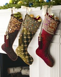 Hand-Painted Velvet Christmas Stockings & Tree Skirt by Jay Strongwater at Neiman Marcus.