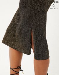 Black Metallic Knitted Dress, Dresses | FatFace.com