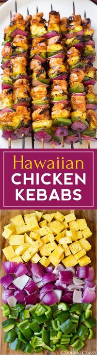 Hawaiian Chicken Kebabs - these are incredibly DELICIOUS! My husband and I loved them! Perfect for a summer meal.