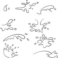 collection of splash water with drops, a splash of falling water hand drawn doodle cartoon style, style, #cartoon, #doodle, #Ad