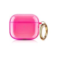 Worryfree Gadgets Case Compatible with Apple AirPods 3 Case Gen 3 Clear Protective TPU Cover Skin for AirPods 3 Cover Wireless Charging with Carabiner Keychain, Pink