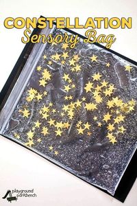 Our Preschool Study of the Stars continues with constellation-inspired sensory play. The Constellation Sensory Bag is a great way to provide hands on learning about the night sky, perfect for toddlers and preschoolers. A great fine motor skill challenge.