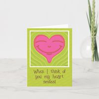 Cute Smiling Pink Heart Valentines Day Holiday Card