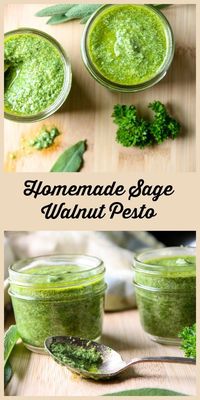 Fresh Homemade Walnut Sage Pesto | The Food Blog Use with sweet potato toast and bacon maple reduction and toasted pecans/ cranberries