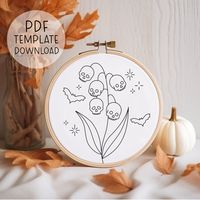 "This is a pattern TEMPLATE for the design shown above. It is for hand embroidery, and is NOT suitable for machine embroidery. You will not receive any physical products as this is a DIGITAL DOWNLOAD ONLY. You will receive a downloadable A4 sized PDF file for this pattern. It comes with patterns scaled to fit 3\", 4\", 5\", 6\", 7\" and 8\" hoops. It is up to you to choose which size hoop best suits the design you choose (tip: designs with lots of small details are usually better suited to larger hoops). You will need access to a printer to print your PDF pattern, and then you can transfer it to your fabric with an embroidery suitable pen or pencil. You will also receive a basic embroidery guide for beginners, however, please be aware this is a short and general guide and it does not conta