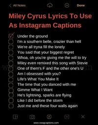 Miley Cyrus Lyrics To Use As Instagram Captions In 2023