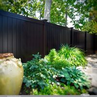 Looking for black PVC fence? V300-6 Illusions Vinyl Tongue and Groove Privacy Fence shown in the Grand Illusions Color Spectrum Black (L105). #fenceideas #homeideas #yardideas