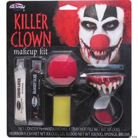 Killer Clown Make Up Kit Become the type of Killer Clown that never gets invited to children's birthday parties. Foam Nose, Teeth, 3 color make up tray, sponge, tube of latex & tube of blood. About Us Size Chart Policies Our Deals & Discounts Contact Us About Us A trademark of excellence in providing high-quality customer service and great deals, we at Northern Planet LLC strive to keep the paradigm high by bringing the collection of the most popular brands for our dear customers at quite an aff