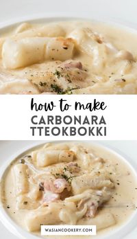 Try My special Carbonara Tteokbokki recipe that mixes Korean and Italian flavors. It's yummy rice cakes in a creamy sauce with bacon and fresh cilantro. Easy to make and super tasty – a fun twist on regular food!