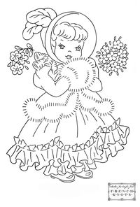 free Cute Princess Girl Embroidery Transfer Pattern