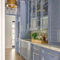 Glass and Brass Lantern in White Butlers Pantry - Transitional - Dining Room