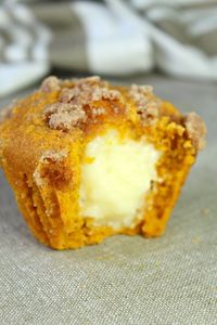 Just like a tasty pumpkin roll, these pumpkin cream cheese muffins blend well-spiced pumpkin muffins with creamy cream cheese filling. Add a crumbly brown sugar topping, and you get delicious pumpkin spice breakfast!