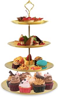 Amazon.com: 4 Tier Cupcake Stand,Metal Cupcake Tower Gold Tiered Dessert Stand Cup Cake Tier Stand Gold Serving Tray Cupcake Holder for Birthday Cady Bar Décor Weddings, Parties Events (Gold) : Home & Kitchen