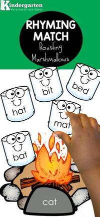 Grab this fun rhyming words game with a camping theme perfect for summer learning! In this matching rhyming words activity children will put together the marshmallow words with the campfire with a rhyming word. All you need for this simple rhyming games is our free rhyming words printable and preschoolers or kindergartners. Ready to try this rhyming activities for kindergarten?