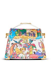 white/multicolour calf leather pebbled texture all-over graphic print gold-tone hardware appliqué logo foldover top with magnetic fastening single top handle detachable chain-link shoulder strap main compartment internal card slot This piece comes complete with a protective dust bag.