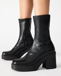 KLAYTON Black Platform Boots | Women's Vegan Leather Black Boots – Steve Madden