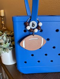 Painted wood charm with beads   Perfect for Bogg Bags, zipper pulls, key chains, Rear-view mirror, back packs   New without tags See photo for size bag not included