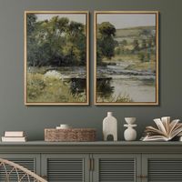 IDEA4WALL Rustic Countryside " Woodland Stream Splendor Pastoral " 2 - Pieces | Wayfair